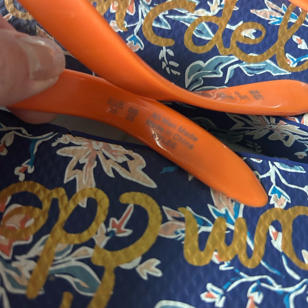 Sam Edelman Orange and Blue Sandals with Floral Design - Picture 3 of 4